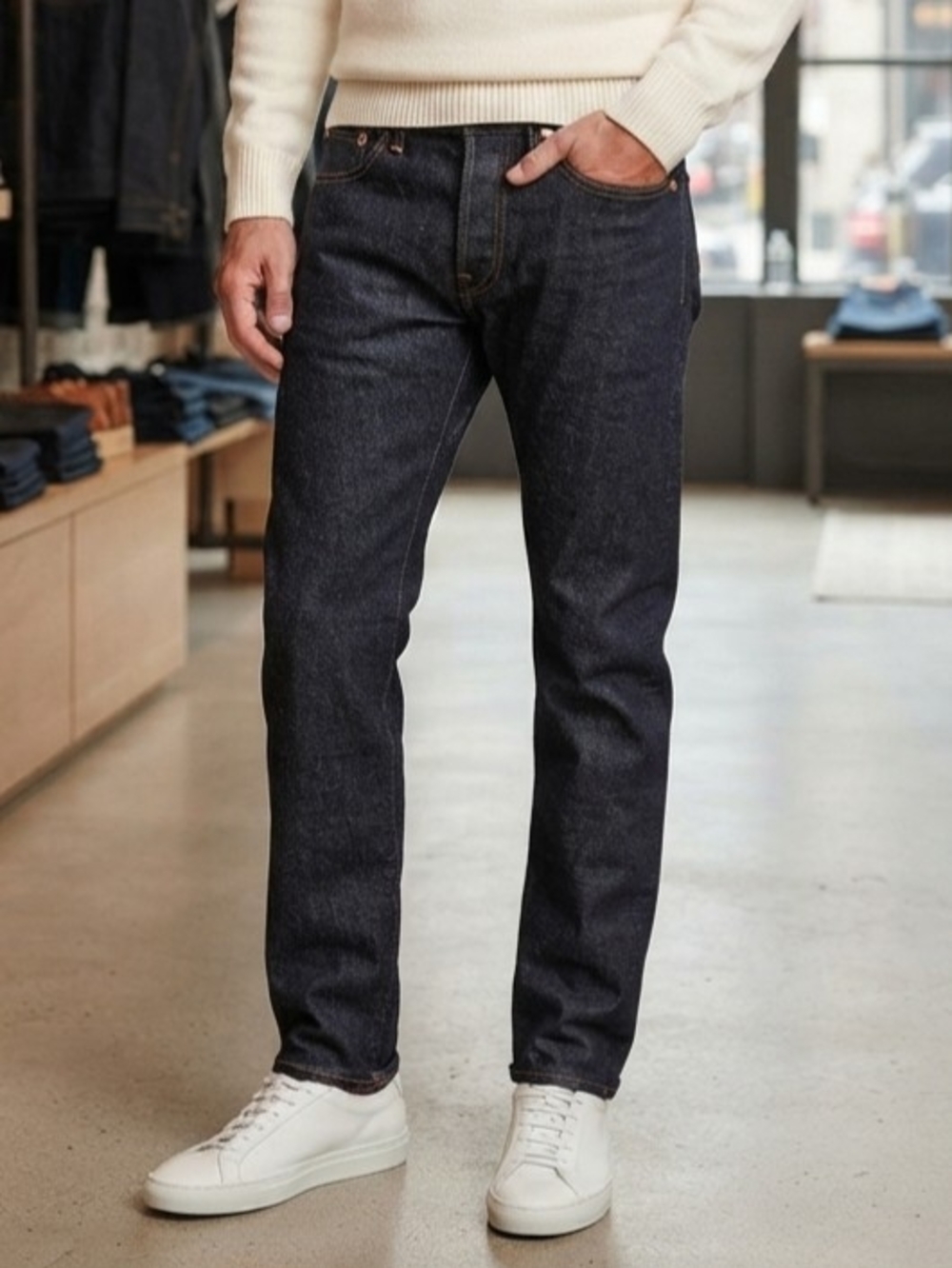 Naked & Famous Denim Straight Weird Guy Jeans in Dark Indigo Size 33